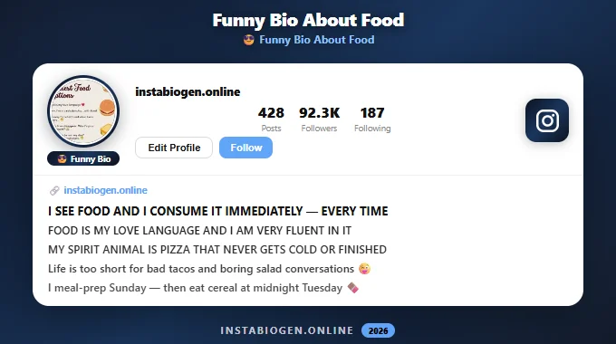Funny Instagram Bios About Food